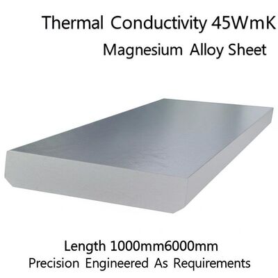 Przewodność cieplna 45WmK Arkusz ze stopu magnezu Długość 1000mm-6000mm Precyzyjnie zaprojektowany zgodnie z wymaganiami